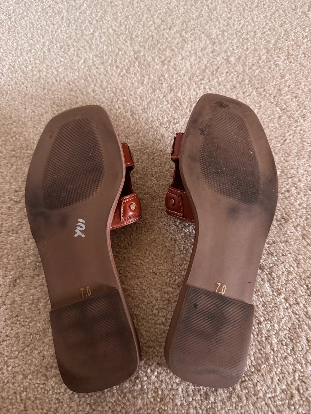 H-Style Cutout Cognac Slide Sandals - Picture 7 of 9